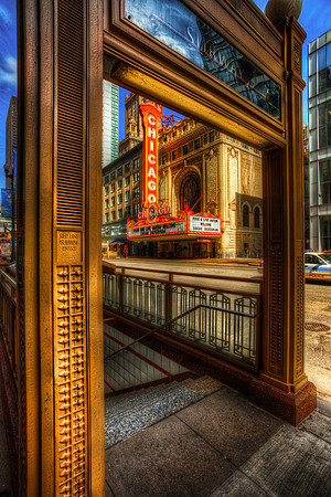 Chicago Theater at red line subway entrance 2012